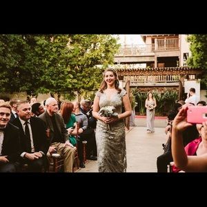 Stunning silver Tadashi gown!